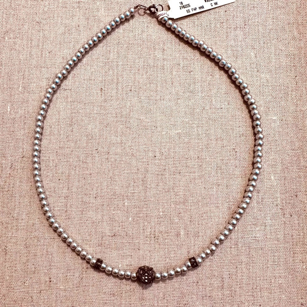 Faux Pearl and Marcasite Necklace - Picture 4 of 10